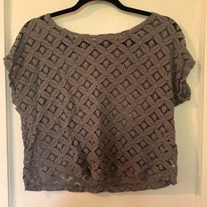 Lace sheer gray top